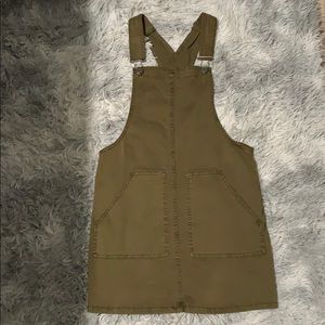 Green khaki suspender dress
